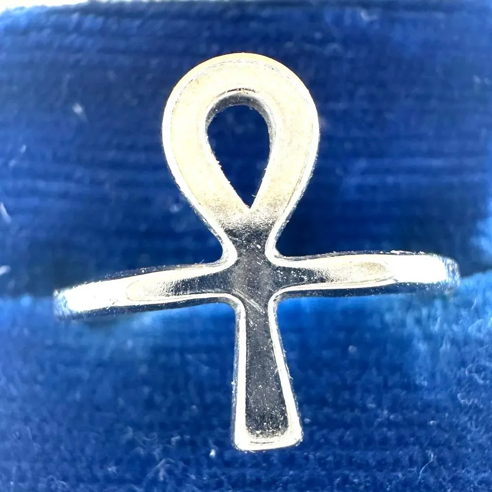 Vargas vintage 925 sterling silver Ankh Egyptian hieroglyph key of life ring 6